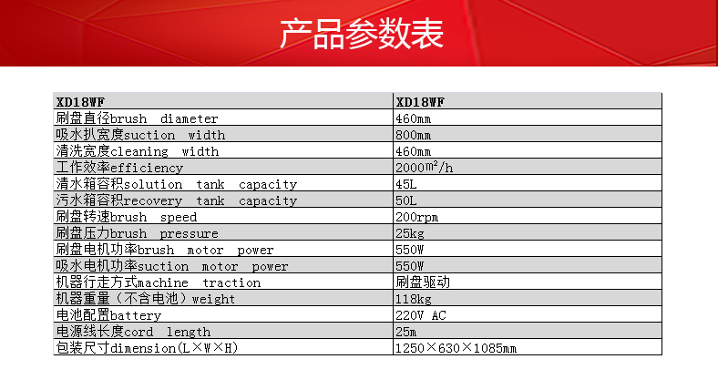 電線(xiàn)式手推洗地機半自動(dòng)洗地機XD18WF47